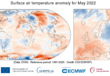 Maggio 2022 è stato globalmente il quinto più caldo con maggio 2018 e 2021