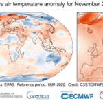 Registrato in Europa il quinto novembre più caldo