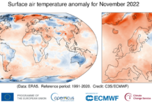 Registrato in Europa il quinto novembre più caldo