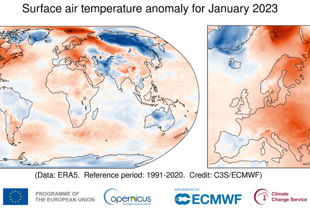 Copernicus: l’Europa ha attraversato il terzo gennaio più caldo mai registrato